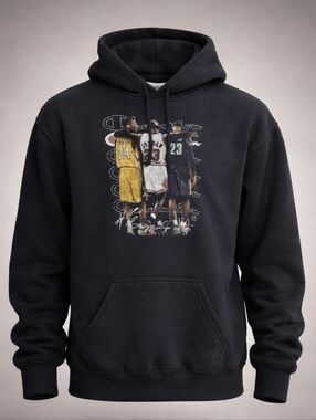NBA Legends Kobe Bryant Michael Jordan LeBron James GOAT Hoodie Black Size Small